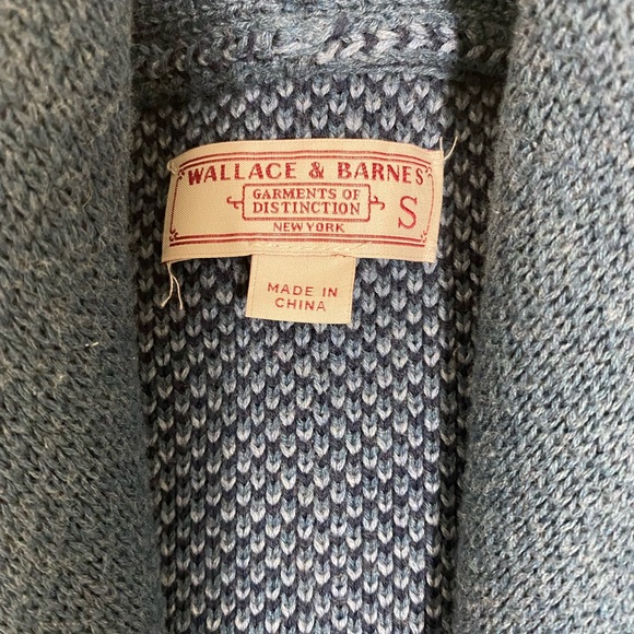 Wallace & Barnes Blue Reindeer Cardigan Sweater 100% Cotton size S - Picture 3 of 4